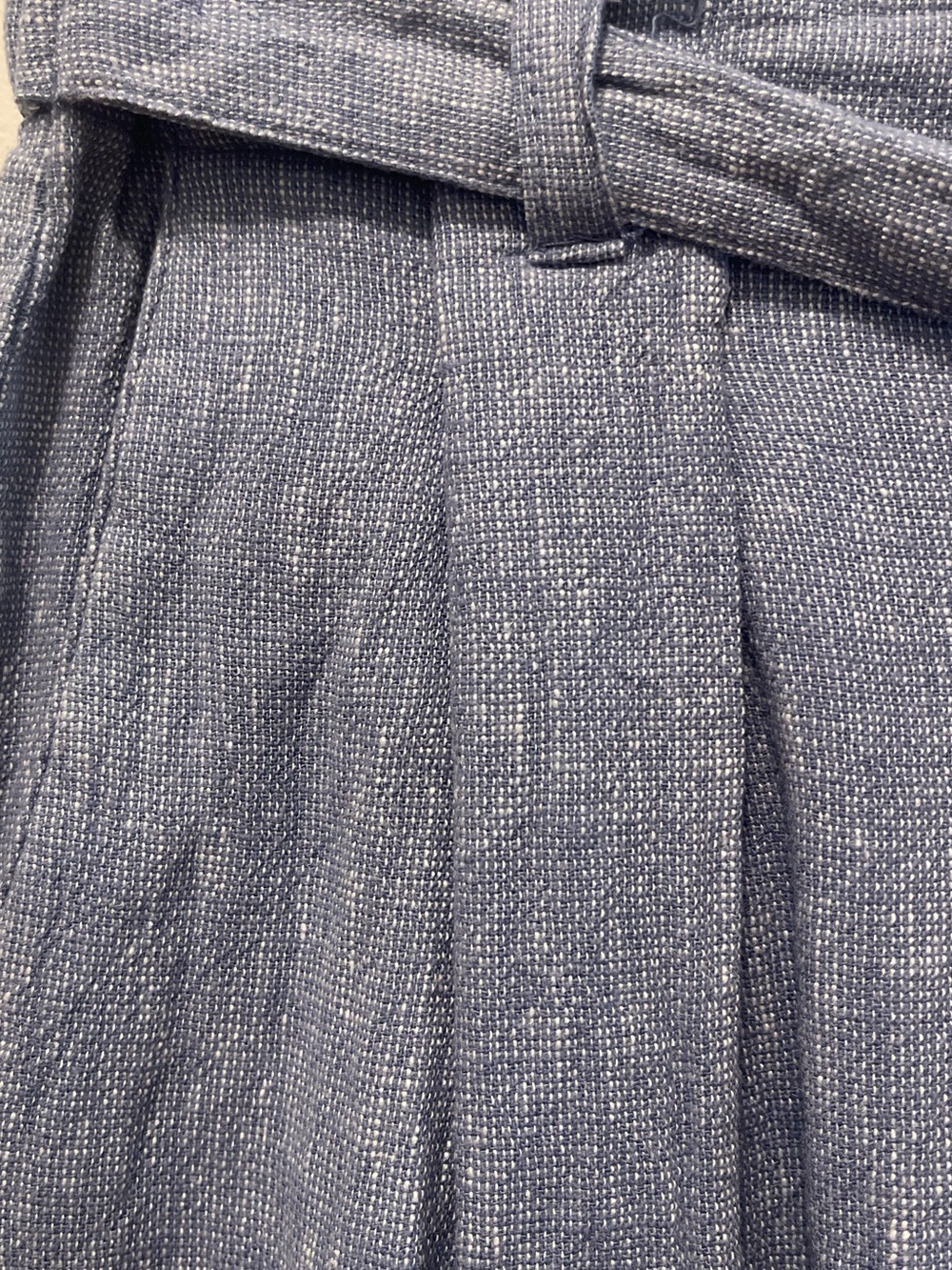 Ellen Tracy Linen Blend Midi Skirt with Tie Belt - Light Blue - Picture 4 of 9